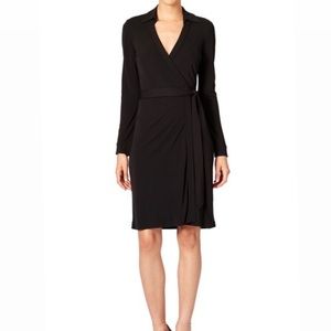 DIANE VON FURSTENBERG Black Silk Wrap Dress 10